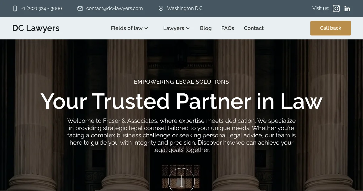 Screenshot of the DC Lawyers theme homepage
