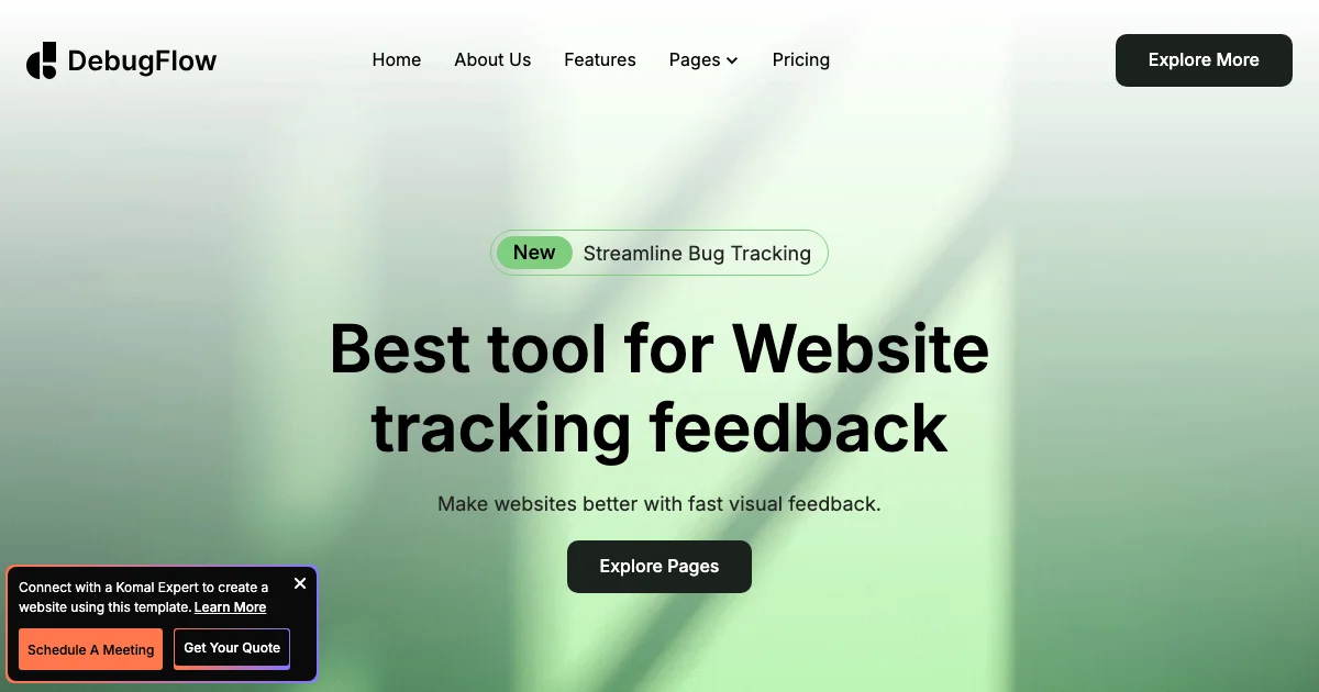 Screenshot of the DebugFlow theme homepage