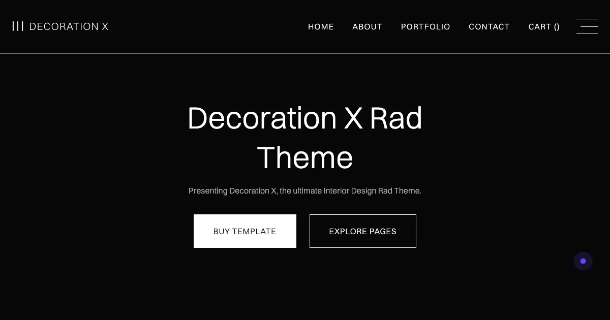 Screenshot of the Decoration X theme homepage