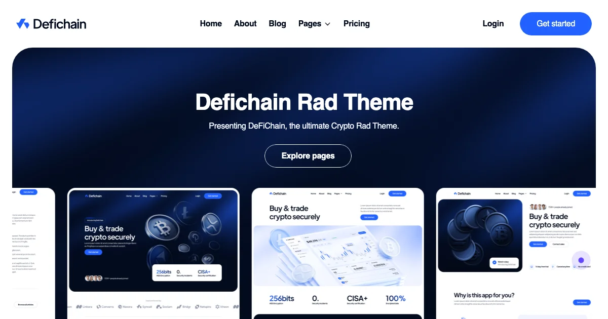 Screenshot of the Defichain theme homepage