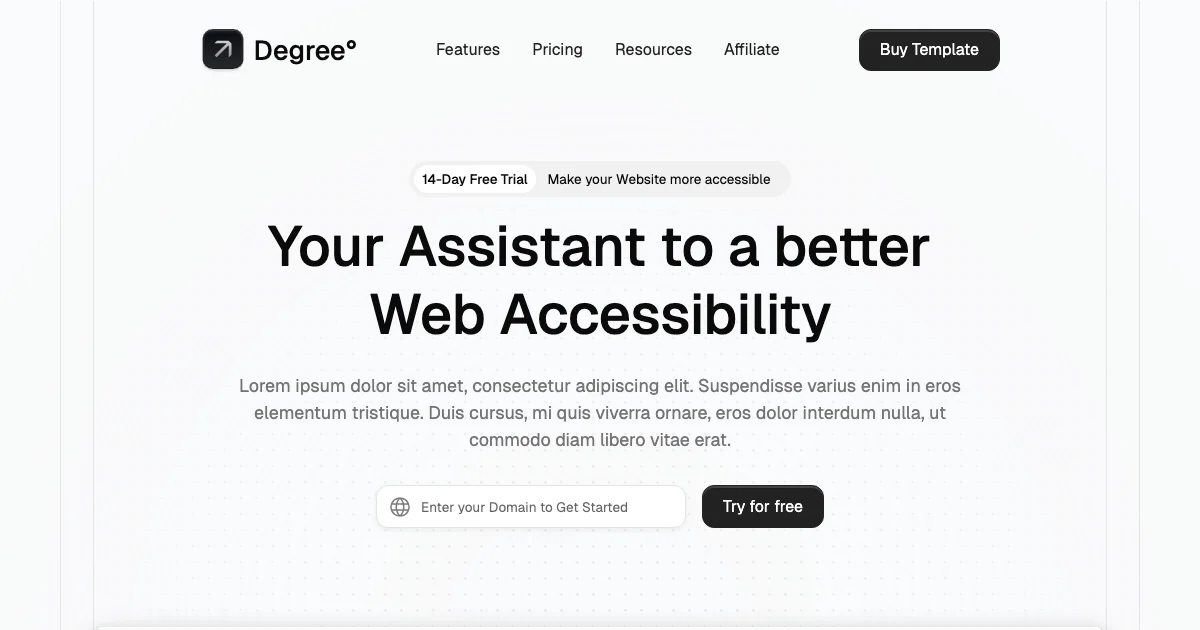 Screenshot of the Degree theme homepage