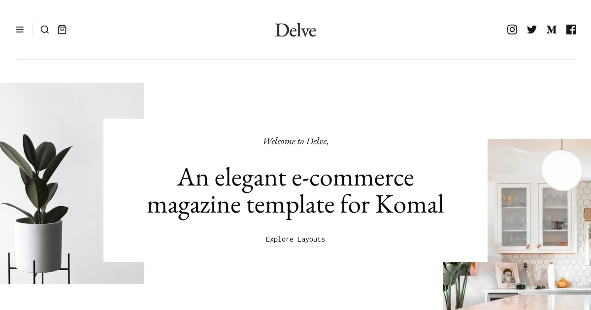 Screenshot of the Delve theme homepage