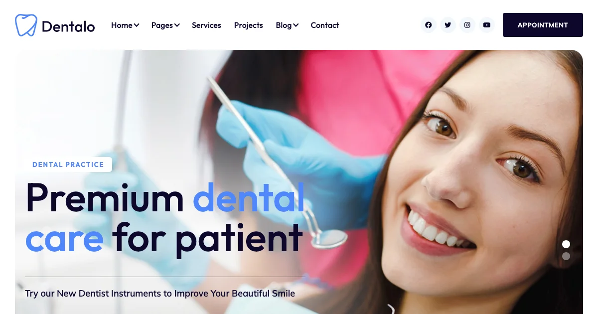 Screenshot of the Dentalo theme homepage