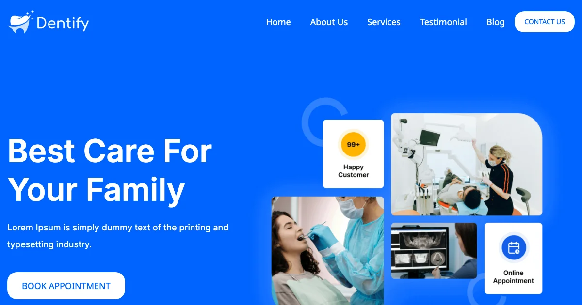 Screenshot of the Dentify CMS theme homepage