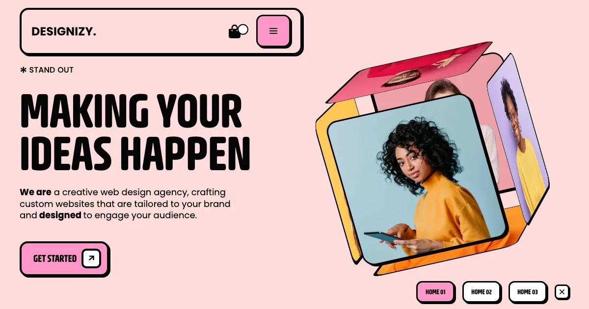 Screenshot of the Designizy theme homepage