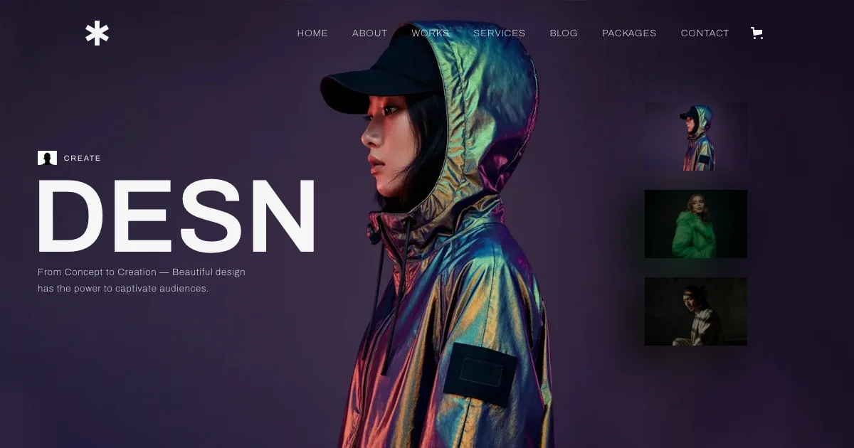 Screenshot of the DESN theme homepage