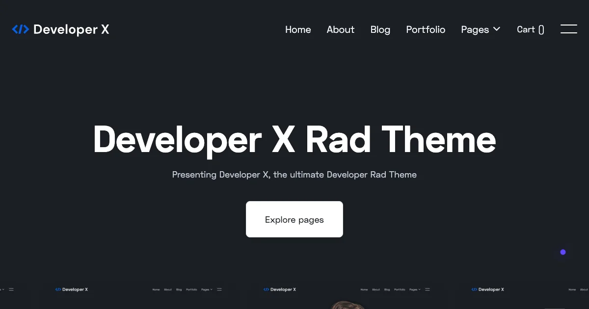 Screenshot of the Developer X theme homepage
