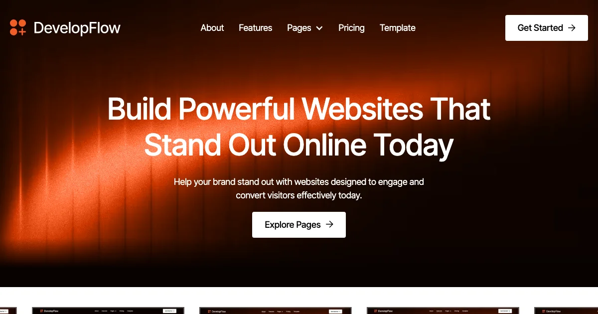 Screenshot of the DevelopFlow theme homepage