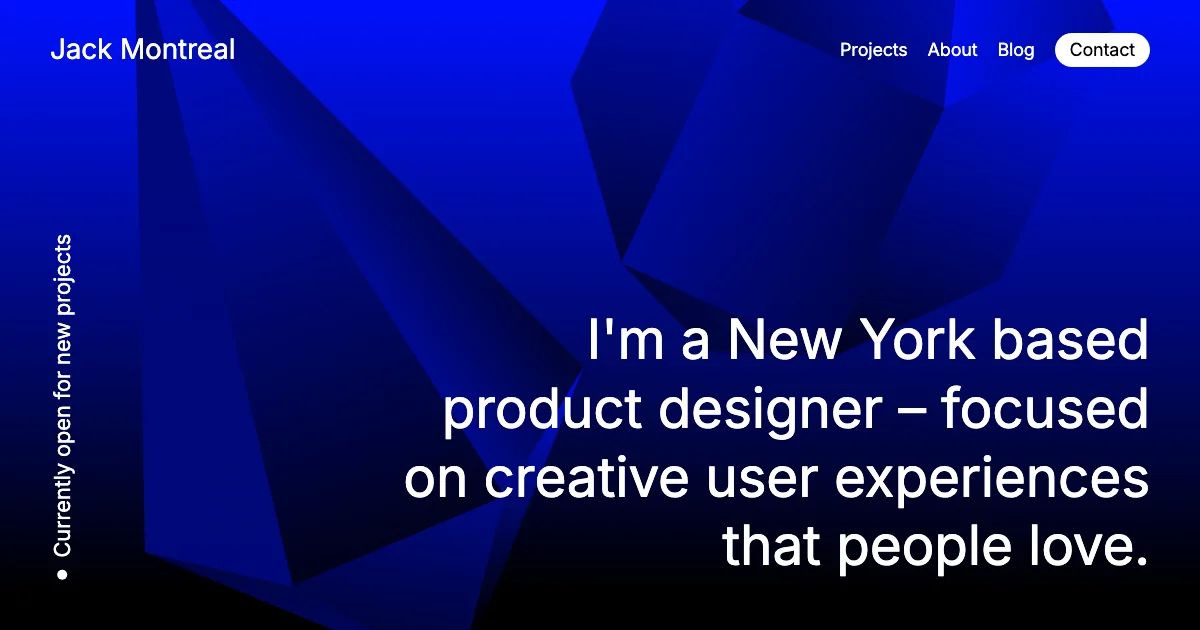 Screenshot of the Developfolio theme homepage