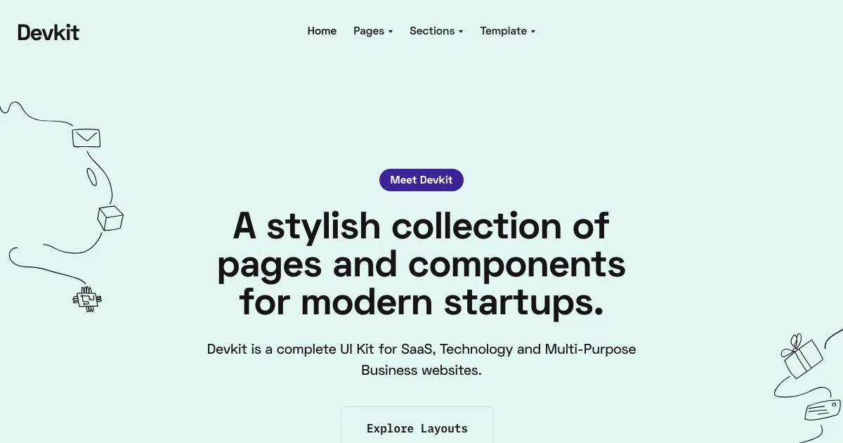 Screenshot of the DevKit theme homepage