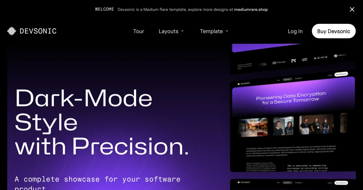 Screenshot of the Devsonic theme homepage