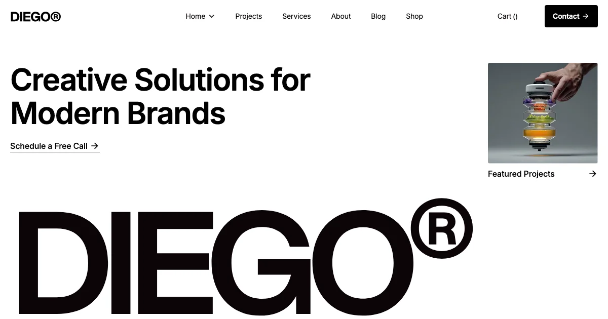 Screenshot of the Diego Studio theme homepage