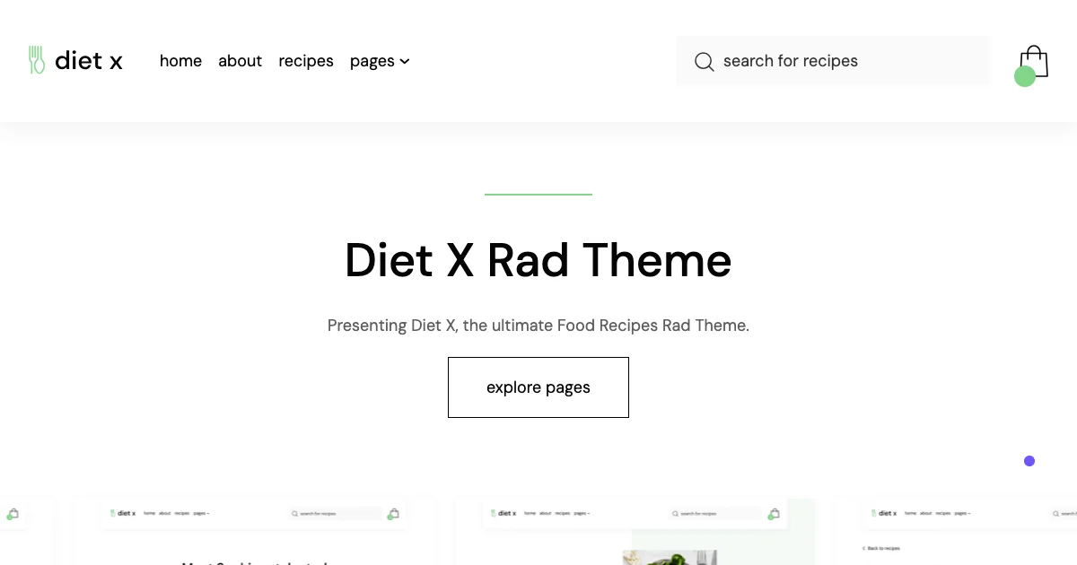 Screenshot of the Diet X theme homepage