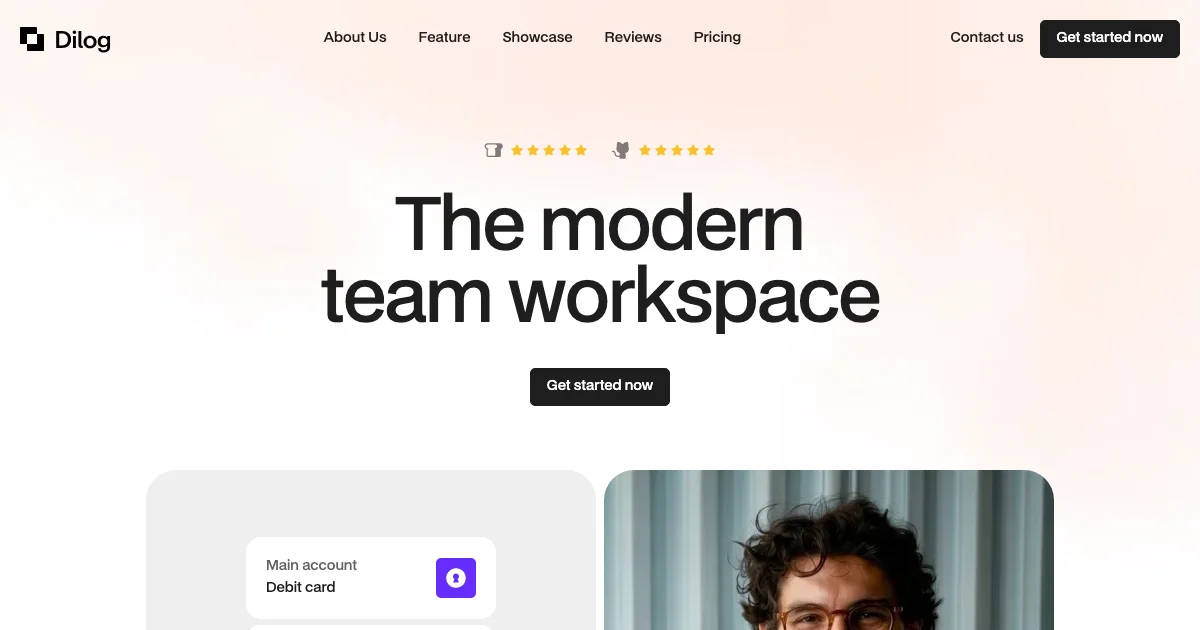 Screenshot of the Dilog theme homepage