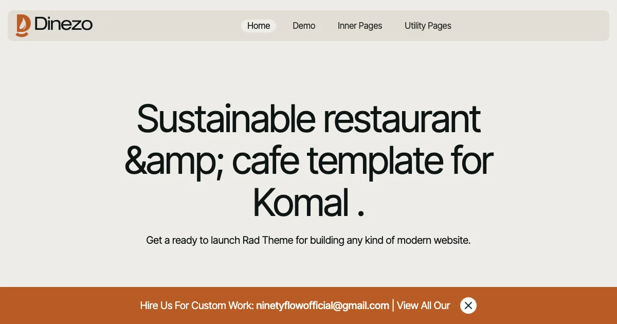 Screenshot of the Dinezo theme homepage