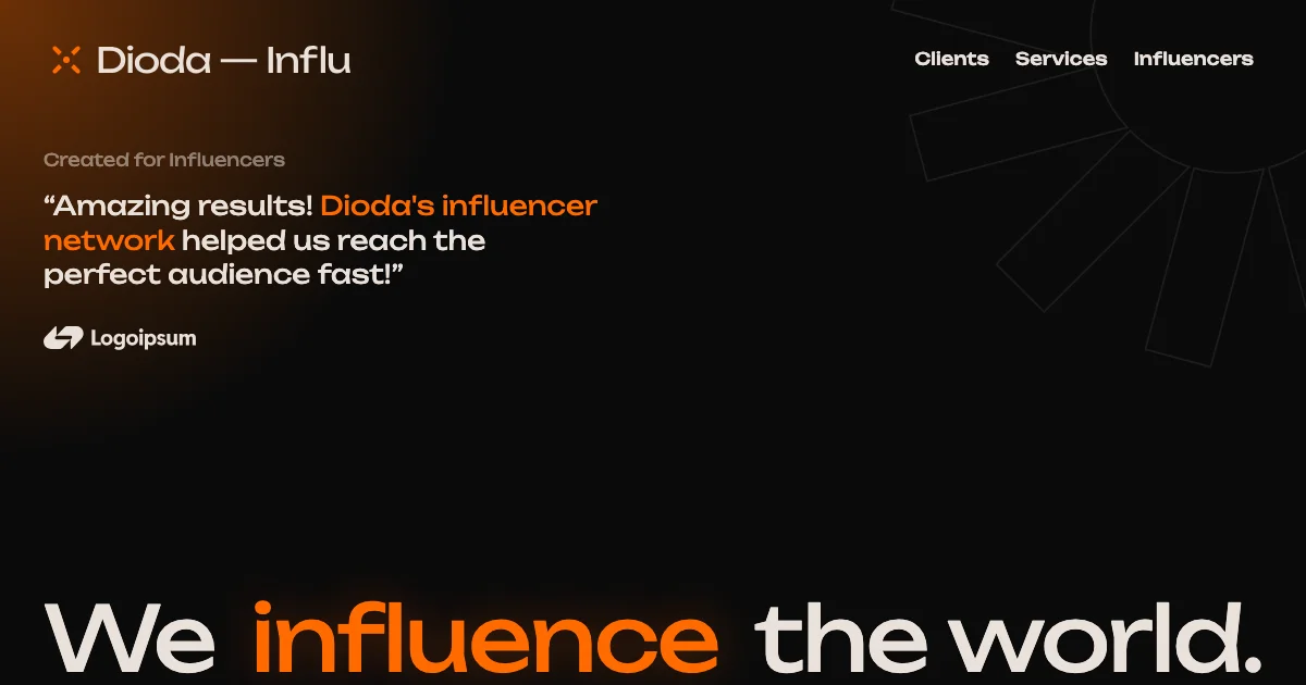Screenshot of the Dioda theme homepage