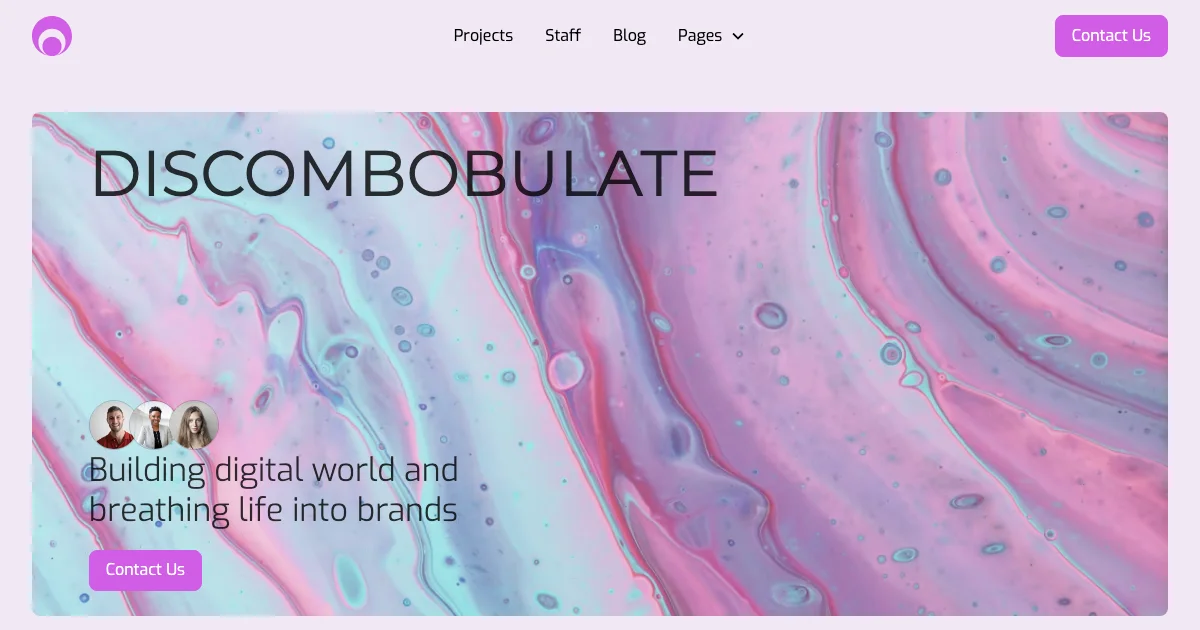 Screenshot of the Discombobulate theme homepage