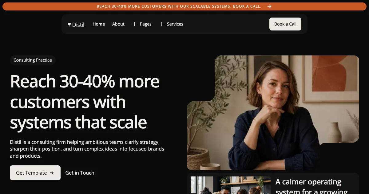 Screenshot of the Distil theme homepage