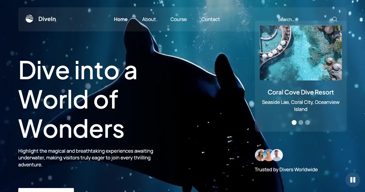 Screenshot of the DiveIn theme homepage