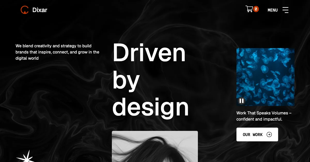 Screenshot of the Dixar theme homepage