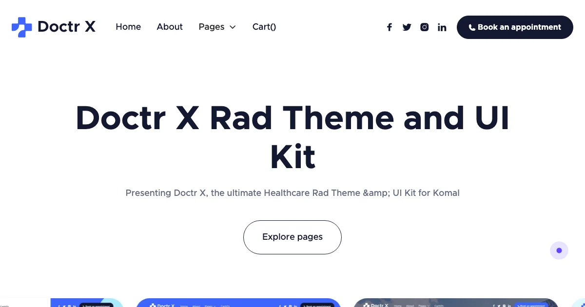 Screenshot of the Doctr X theme homepage