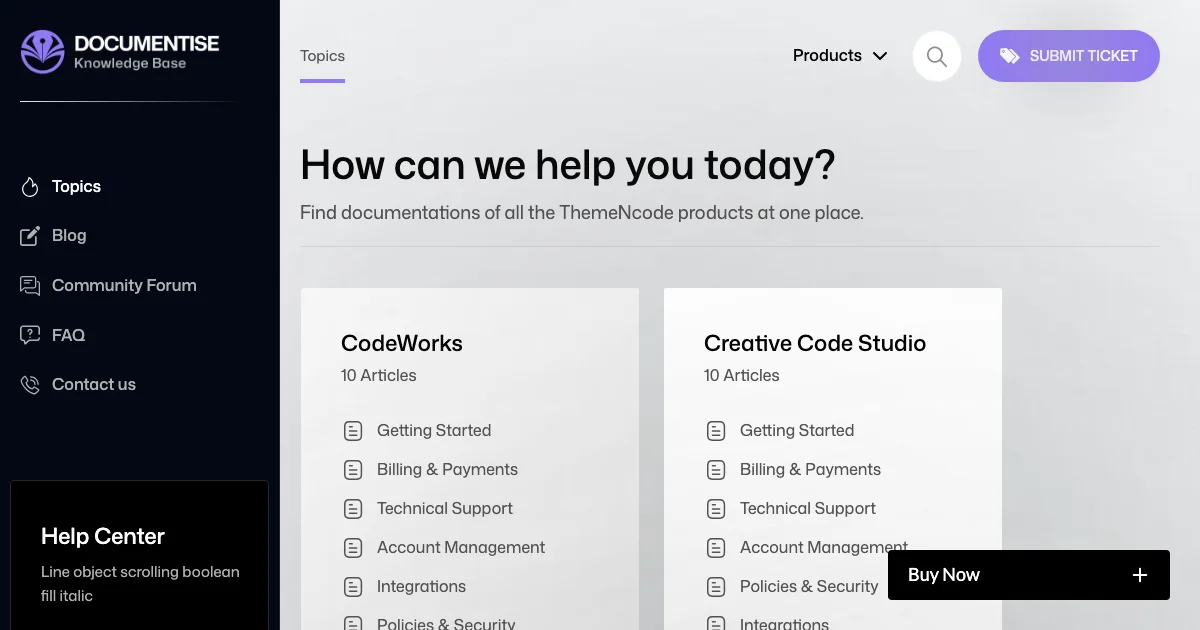 Screenshot of the Documentise theme homepage