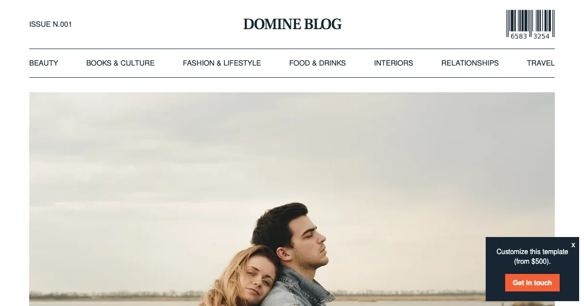 Screenshot of the Domine theme homepage