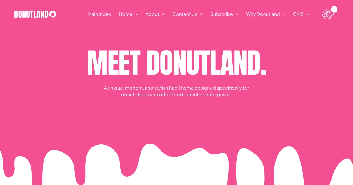 Screenshot of the Donutland theme homepage