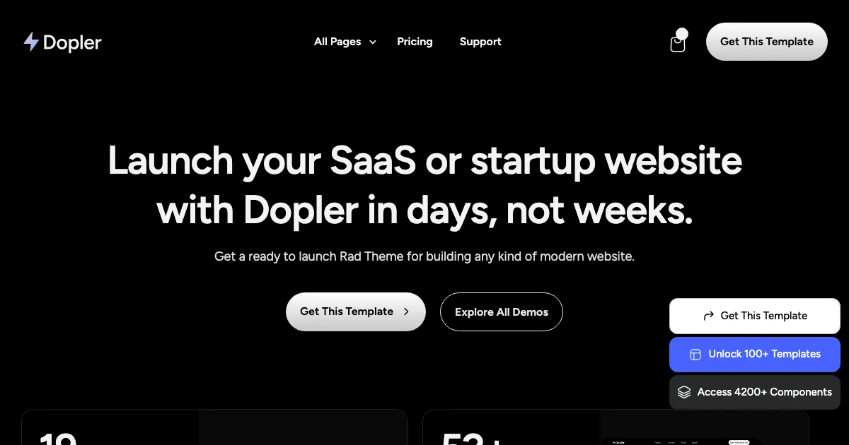Screenshot of the Dopler theme homepage
