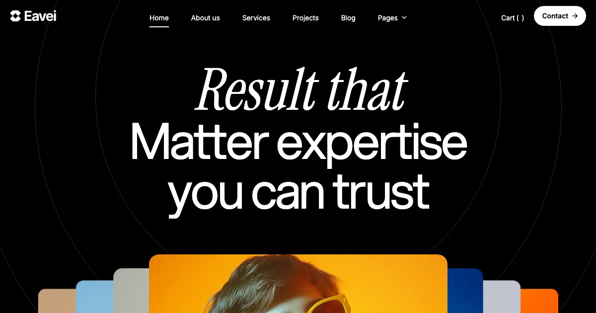 Screenshot of the Eavei theme homepage