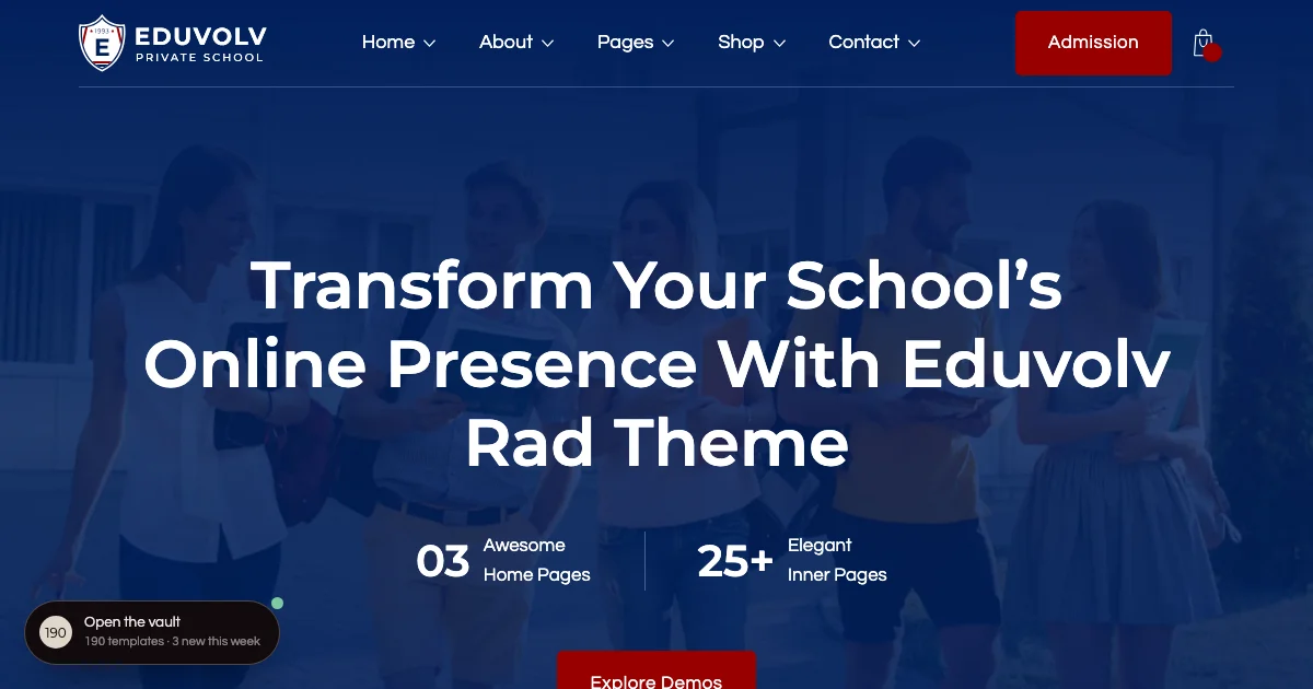Screenshot of the Eduvolv theme homepage