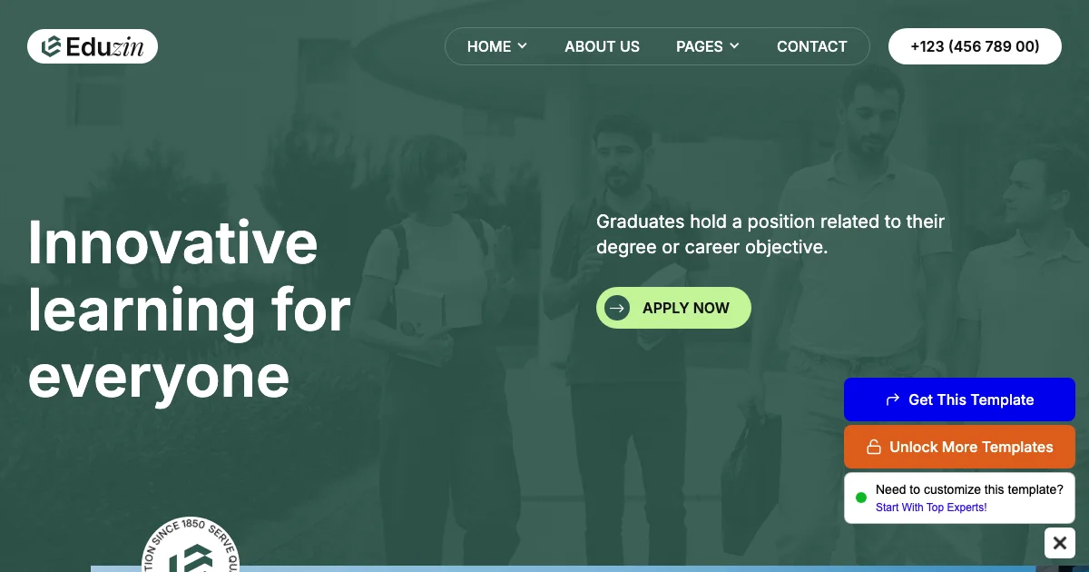 Screenshot of the Eduzin theme homepage
