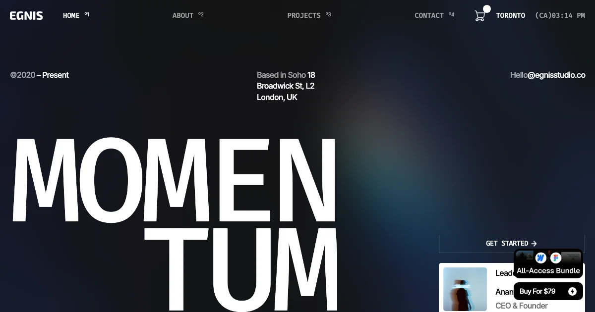 Screenshot of the Egnis theme homepage