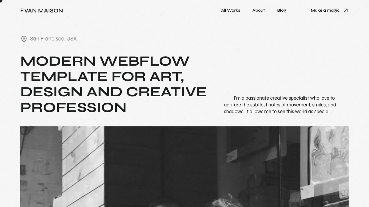 Screenshot of the Evan Maison theme homepage