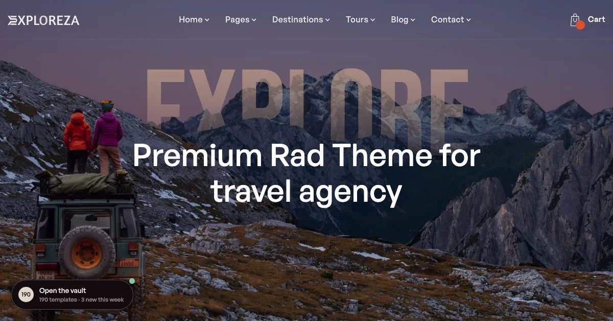 Screenshot of the Exploreza theme homepage