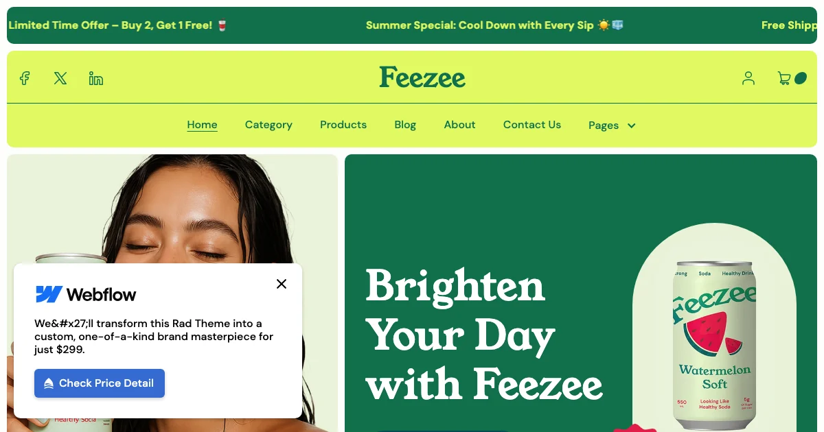 Screenshot of the Feezee theme homepage