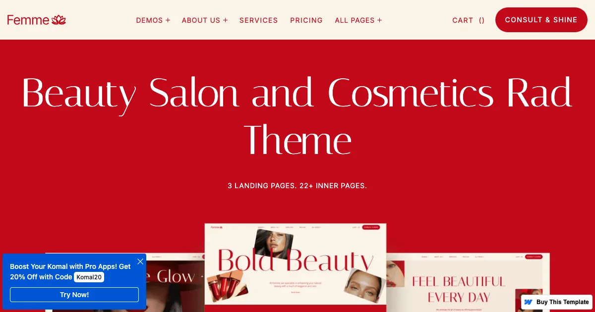 Screenshot of the Femme theme homepage