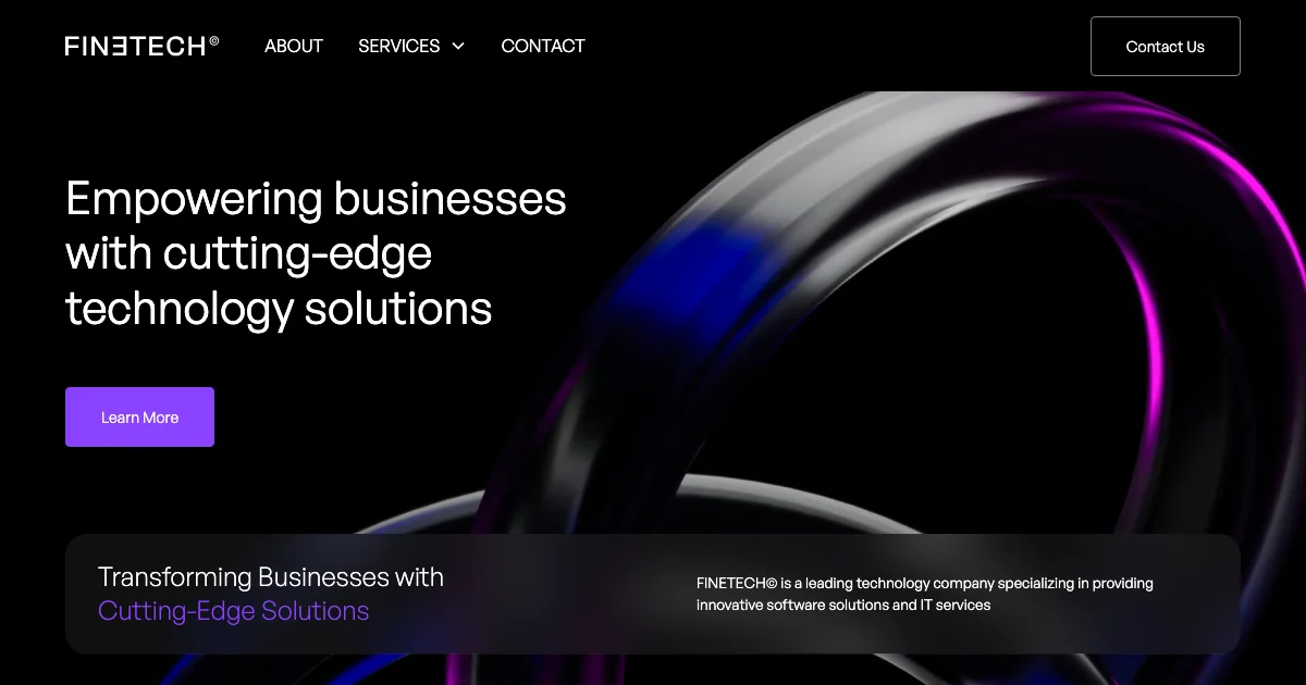 Screenshot of the Finetech theme homepage