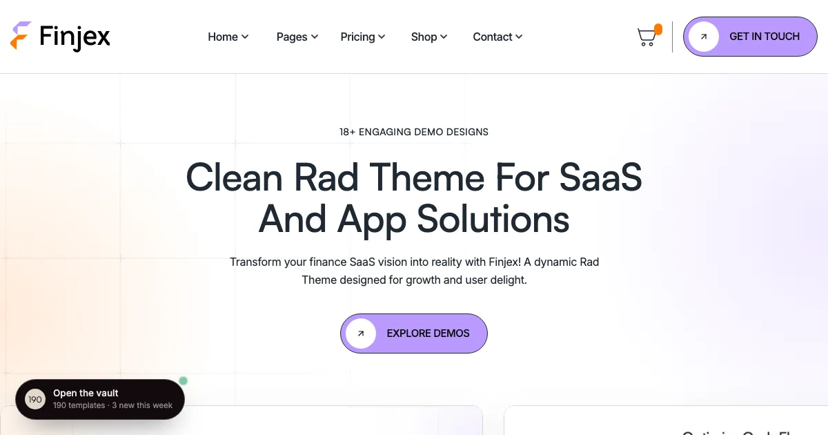 Screenshot of the Finjex theme homepage