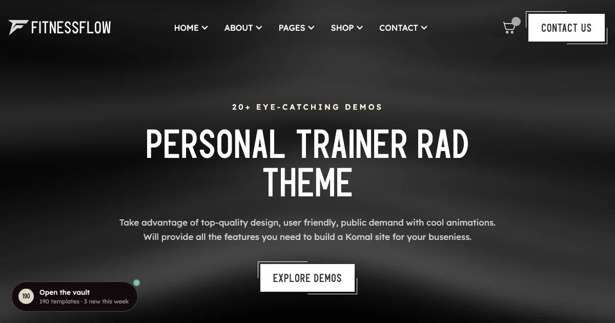 Screenshot of the Fitnessflow theme homepage
