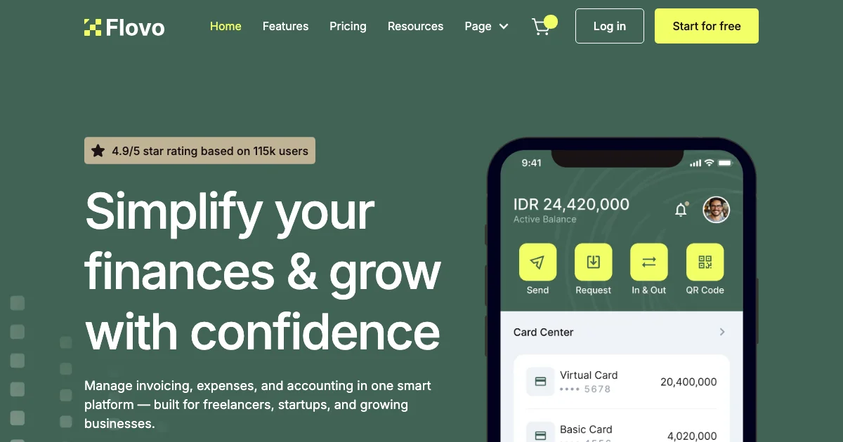 Screenshot of the Flovo theme homepage