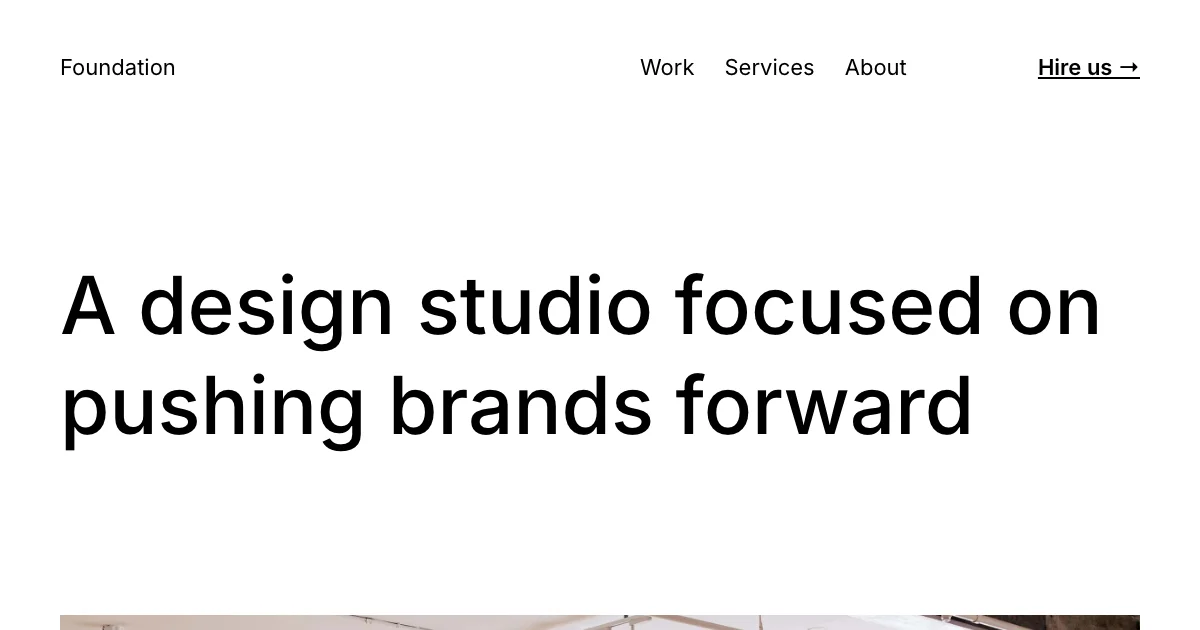 Screenshot of the Foundation theme homepage