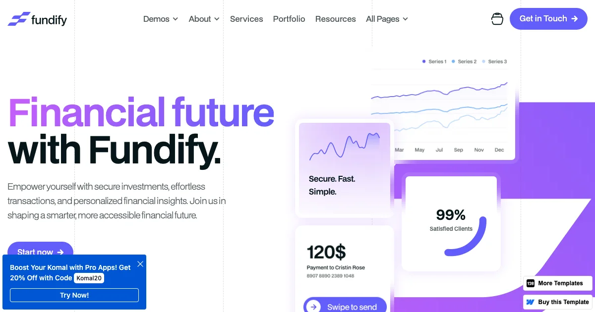 Screenshot of the Fundify 128 theme homepage