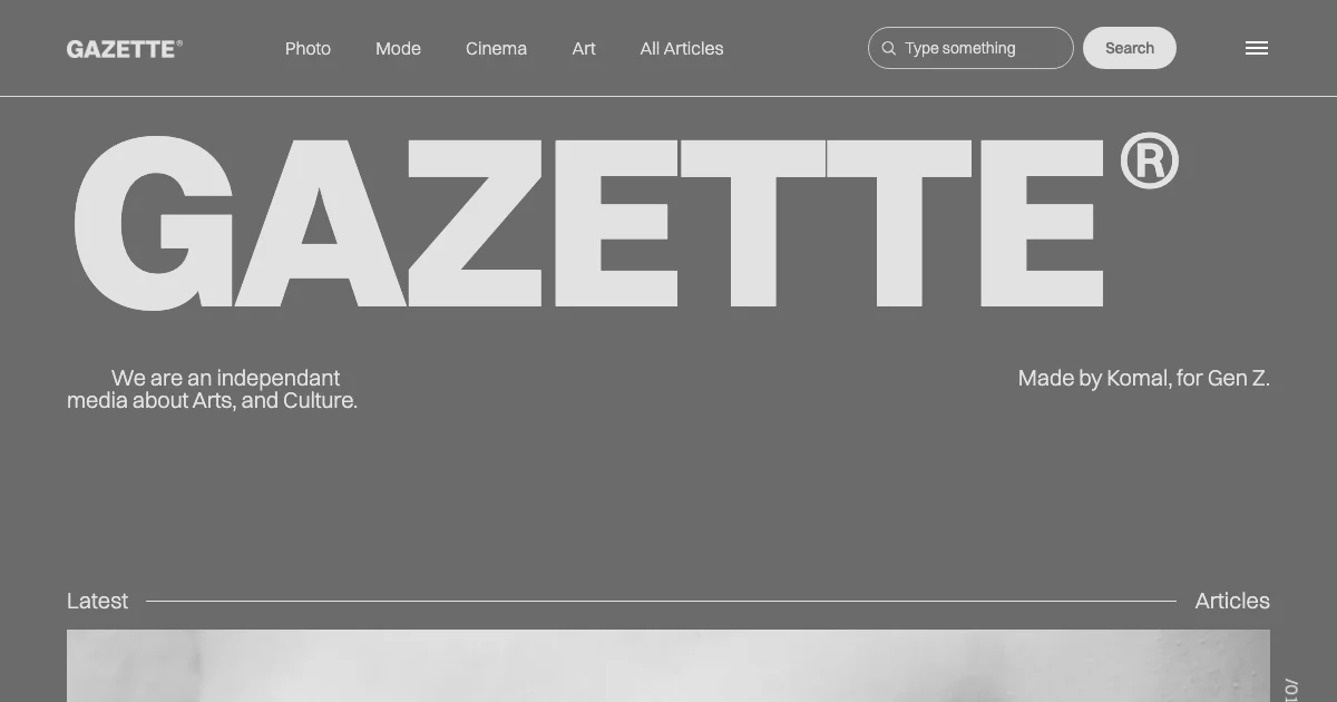 Screenshot of the Gazette theme homepage