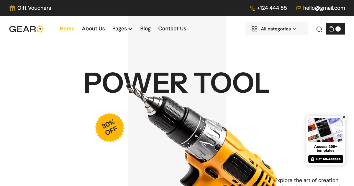 Screenshot of the Gearo theme homepage