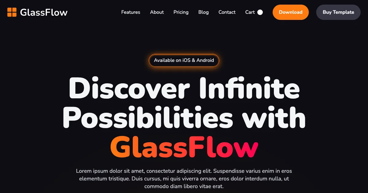 Screenshot of the GlassFlow theme homepage