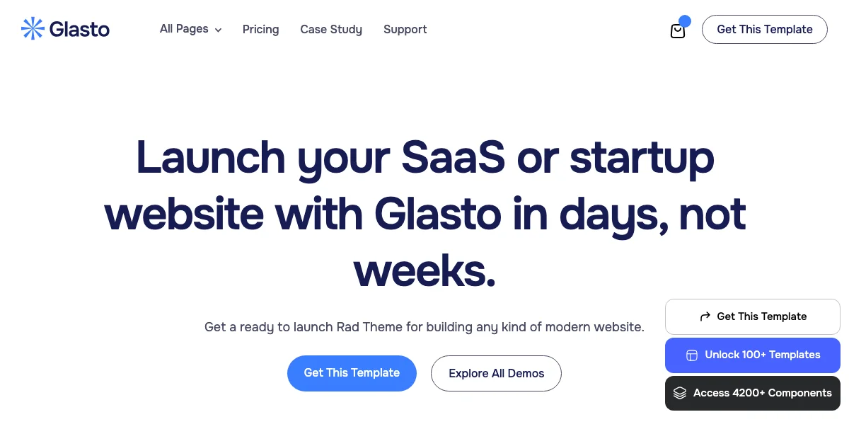 Screenshot of the Glasto theme homepage