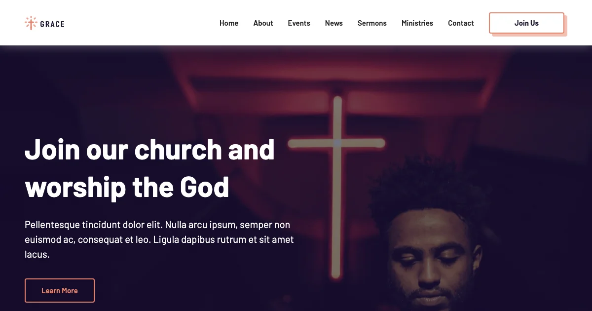 Screenshot of the Grace theme homepage