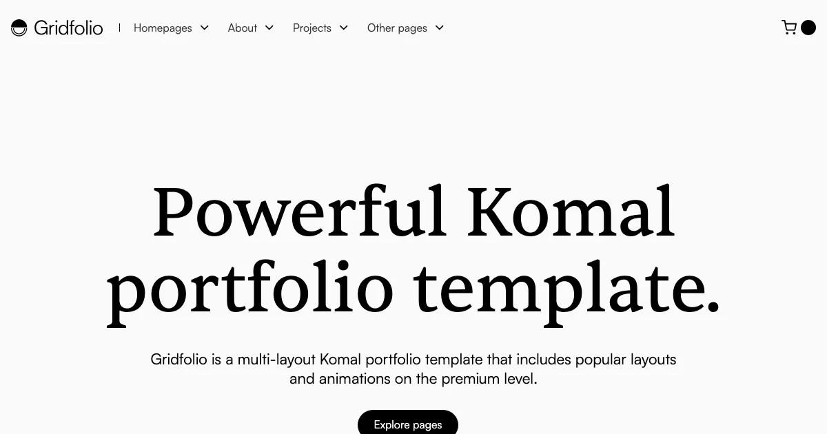 Screenshot of the Gridfolio theme homepage