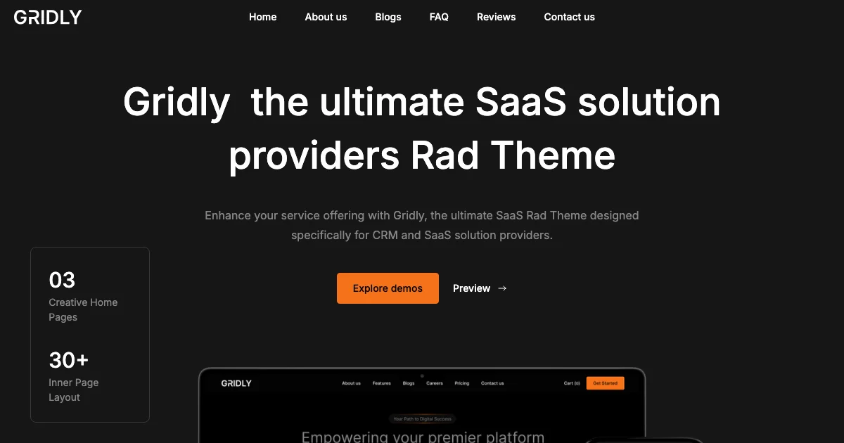 Screenshot of the Gridly theme homepage